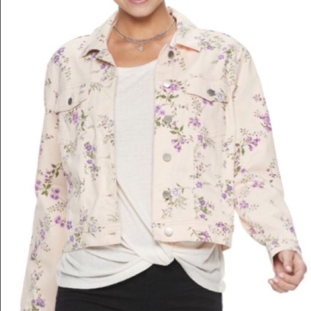 Pink Floral Printed Candies Trucker Jacket Sz:S